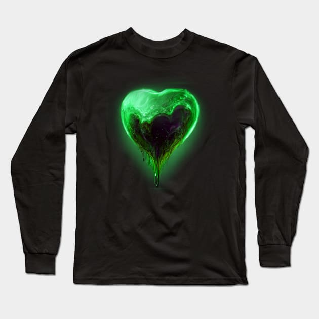 Green Heart Long Sleeve T-Shirt by orange-teal